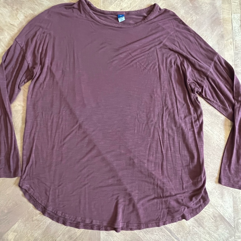Old Navy Brown Long Sleeve Relaxed Tee | Size L Tall